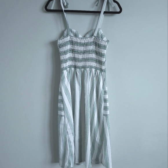 Green and White striped Monteau Dress , Ladies XS - Picture 3 of 4